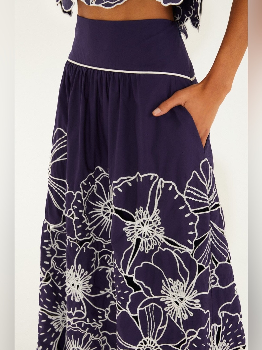 FARM RIO Blue Flowers Richelieu Maxi Skirt - Picture 3 of 4